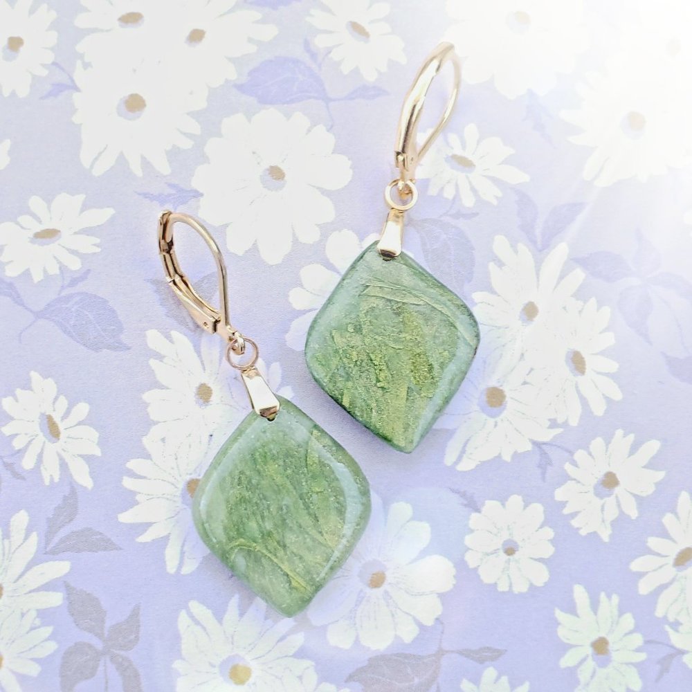 Jade Reminiscent | Polymer Clay Drop Earrings